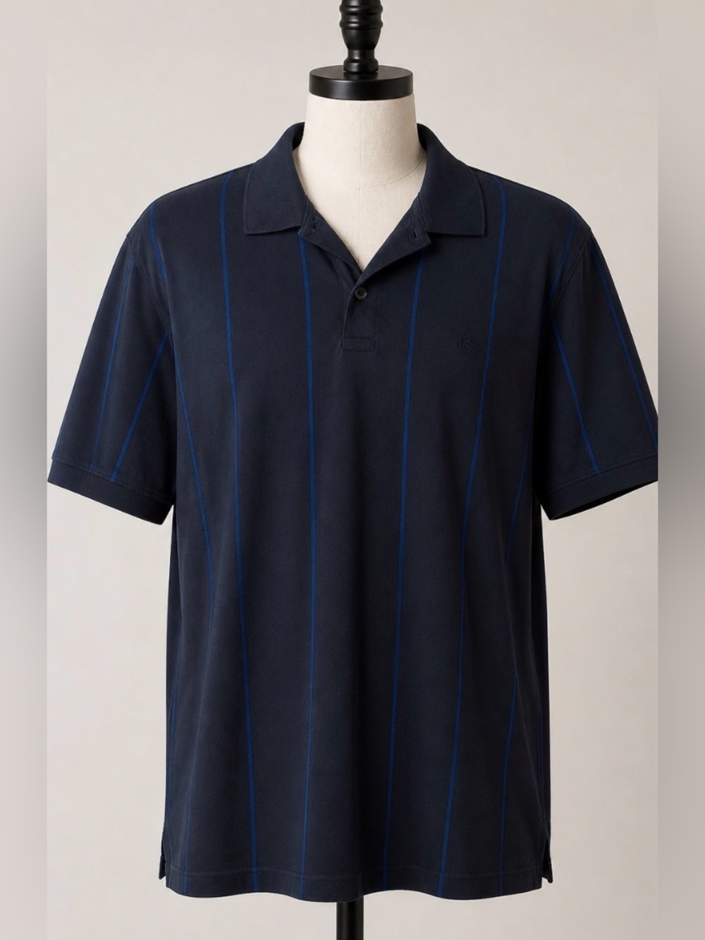 Men's Banana Republic Navy Blue Striped Pique Polo Shirt, Size XL